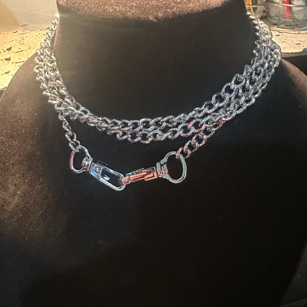Layered Silver Chunky Chain Necklace